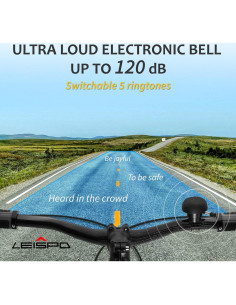 Campana de Bicicleta Eléctrica LEISPO con 5 Sonidos 100dB 2