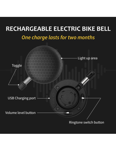Campana de Bicicleta Eléctrica LEISPO con 5 Sonidos 100dB