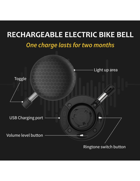 Campana de Bicicleta Eléctrica LEISPO con 5 Sonidos 100dB