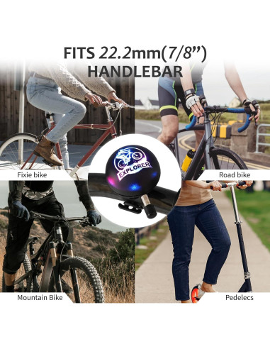 Campana de Bicicleta Eléctrica LEISPO con 5 Sonidos 100dB