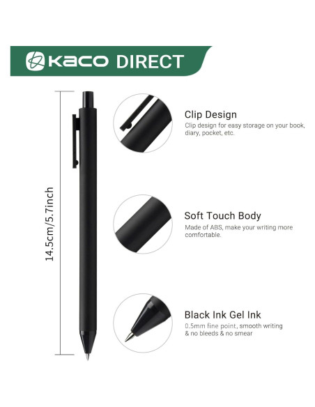 Bolígrafos de Gel Kaco PURE 20 Piezas 0.5 mm Tinta Negra