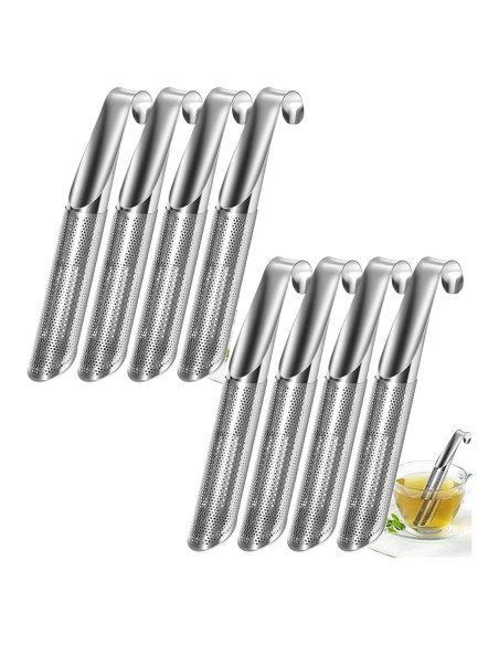 Difusor de Té de Acero Inoxidable HISKI con Mango de Gancho 8Pack