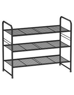 Estante para Zapatos MWQ 3 Niveles Apilable Negro