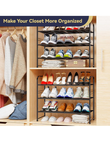 Estante para Zapatos MWQ 3 Niveles Apilable Negro