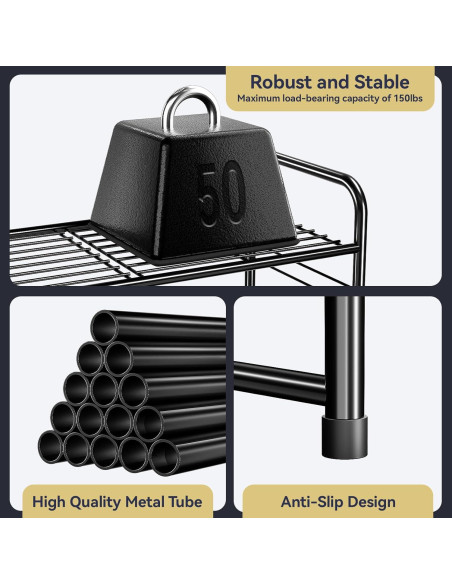 Estante para Zapatos MWQ 3 Niveles Apilable Negro