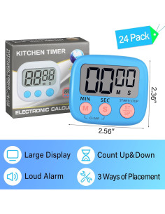 Juego de 24 Temporizadores Digitales de Cocina Leumoi Azul 2