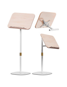 Soporte de Libro Ajustable 2 en 1 aboutool Blanco 33-63cm