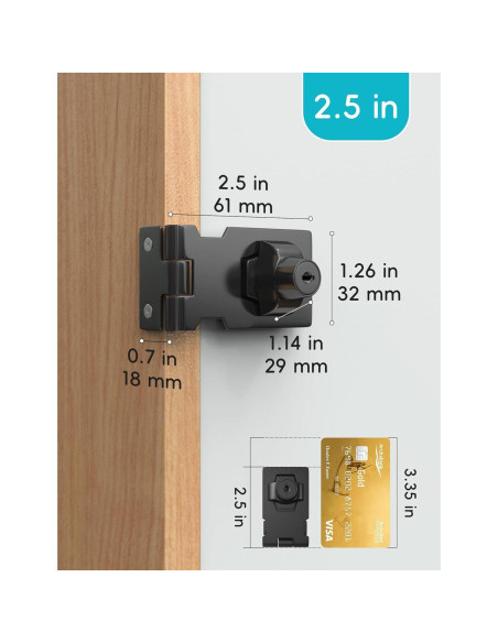 Cerradura de Hasp con Llave I-EASYDWW 6.35 cm - 2 Paquetes