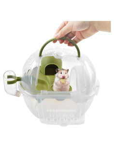 Transportador de Hámster MUYG Verde 4 en 1 con Botella y Comedero