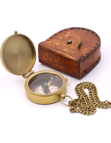 Brújula de Latón Sólido con Funda de Cuero - ROORKEE