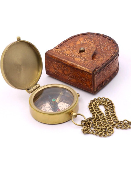Brújula de Latón Sólido con Funda de Cuero - ROORKEE