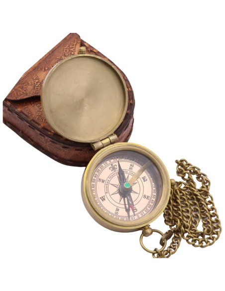 Brújula de Latón Sólido con Funda de Cuero - ROORKEE