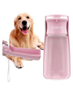 Botella de Agua Plegable para Perros SOICTA 550ml Rosa