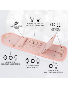 Estuche de Joyería Emissary Rosa Organizador de Viaje 15x12cm 2