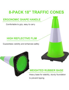Conos de Tráfico OrangeStar 45 cm 8-pack Verde Reflectante 2