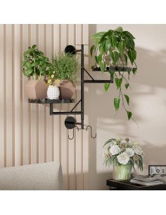 Estante de Plantas Giratorio 2 Niveles GcdPai Metal Negro 2