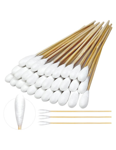 Hisopos de Algodón de Bambú para Limpieza de Oídos - 100 Pcs