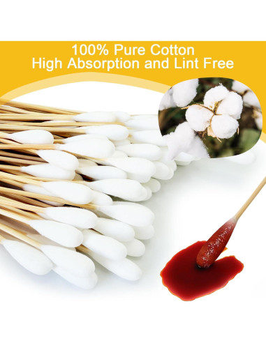 Hisopos de Algodón de Bambú para Limpieza de Oídos - 100 Pcs