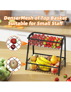 Cesta de Frutas de 2 Niveles Simple Trending - Organizador Negro 2