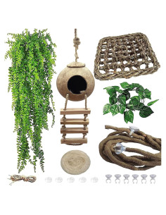 Accesorios para Terrario MUYG - Refugio de Coco y Hamaca