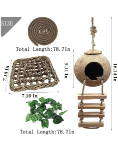 Accesorios para Terrario MUYG - Refugio de Coco y Hamaca 2