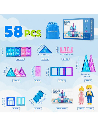 Azulejos Magnéticos de Castillo de Hielo BENOKER 58 PCS