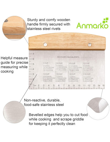 Cortador de masa y raspador de acero inoxidable Anmarko 15x12 cm