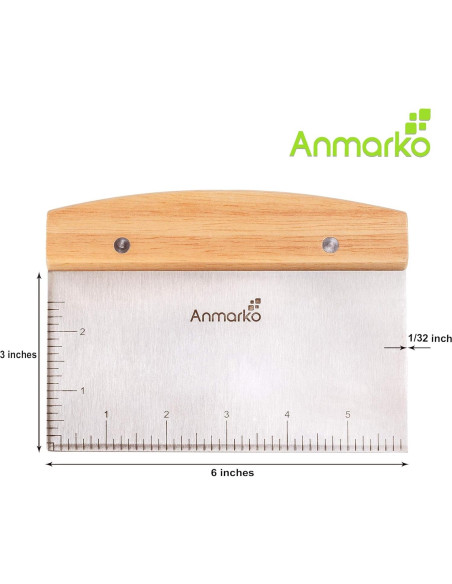 Cortador de masa y raspador de acero inoxidable Anmarko 15x12 cm