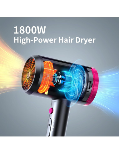 Secador de Pelo Iónico ANNE BETTY 1800W con Difusor y Boquilla