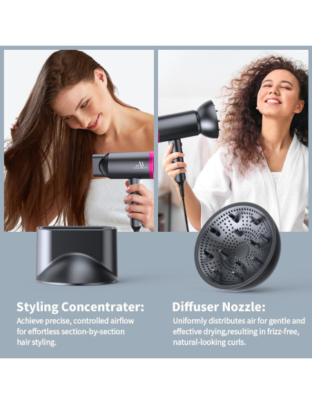 Secador de Pelo Iónico ANNE BETTY 1800W con Difusor y Boquilla