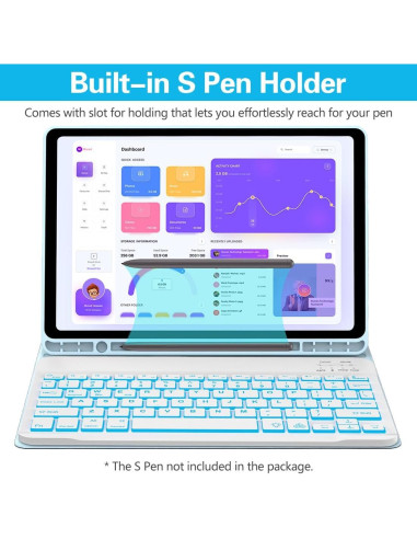 Funda Teclado Samsung Galaxy Tab A9 Plus 11" 2023 Retroiluminada