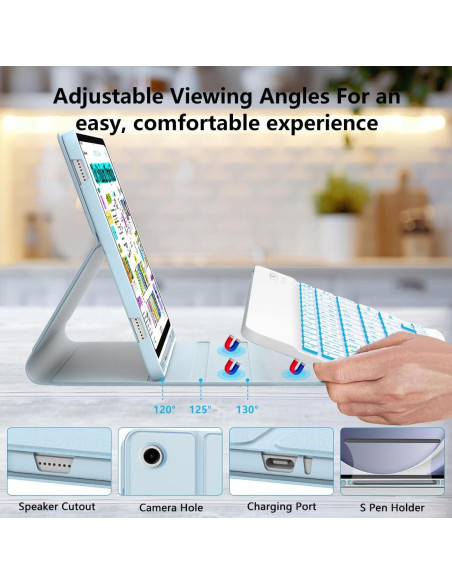 Funda Teclado Samsung Galaxy Tab A9 Plus 11" 2023 Retroiluminada