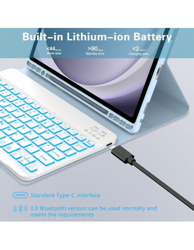 Funda Teclado Samsung Galaxy Tab A9 Plus 11" 2023 Retroiluminada