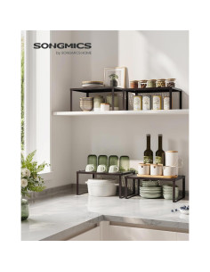 Estantes de Especias SONGMICS, Juego de 4, Metal Marrón, Expandibles 2