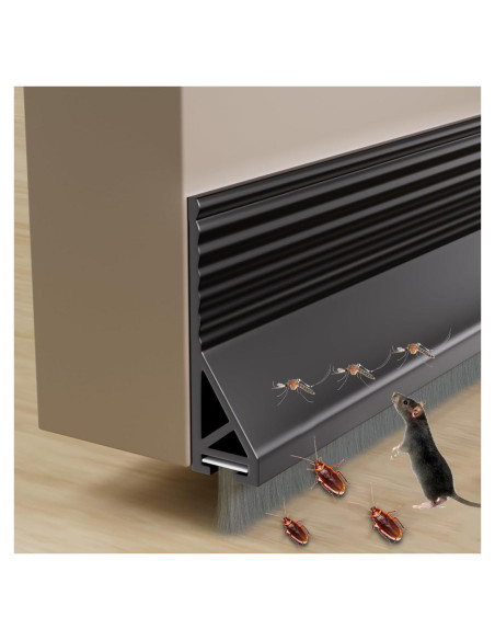 2 PCS Cepillo de Puerta Barrido Inferior DINGLIAN 5.08 cm x 99 cm Negro