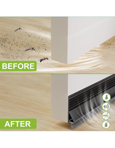 2 PCS Cepillo de Puerta Barrido Inferior DINGLIAN 5.08 cm x 99 cm Negro