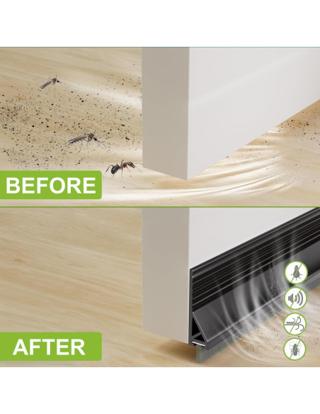 2 PCS Cepillo de Puerta Barrido Inferior DINGLIAN 5.08 cm x 99 cm Negro