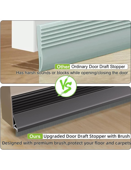 2 PCS Cepillo de Puerta Barrido Inferior DINGLIAN 5.08 cm x 99 cm Negro