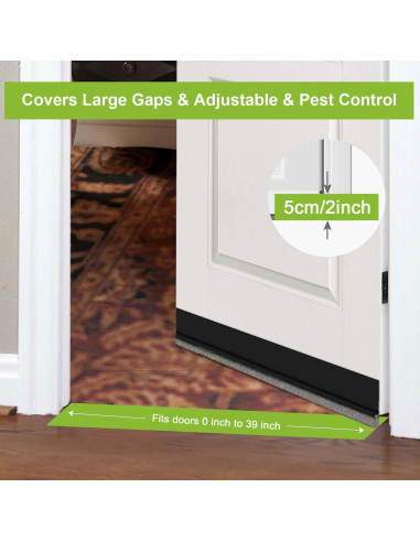 2 PCS Cepillo de Puerta Barrido Inferior DINGLIAN 5.08 cm x 99 cm Negro