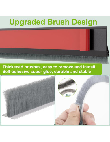 2 PCS Cepillo de Puerta Barrido Inferior DINGLIAN 5.08 cm x 99 cm Negro