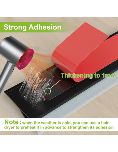 2 PCS Cepillo de Puerta Barrido Inferior DINGLIAN 5.08 cm x 99 cm Negro