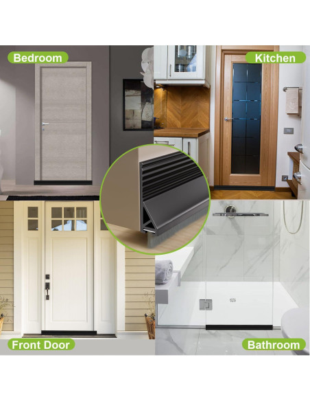 2 PCS Cepillo de Puerta Barrido Inferior DINGLIAN 5.08 cm x 99 cm Negro