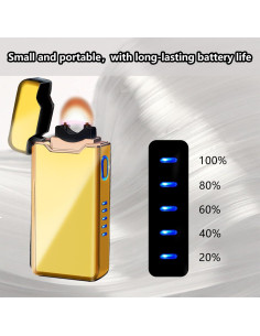 Encendedor Eléctrico a Prueba de Viento SKRFIRE Oro - Recargable USB 2