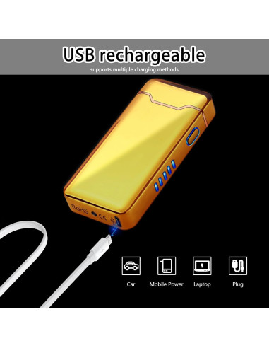 Encendedor Eléctrico a Prueba de Viento SKRFIRE Oro - Recargable USB