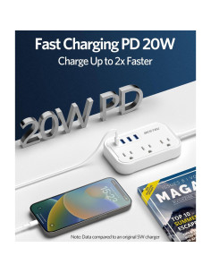 Adaptador de Enchufe de Viaje BESTEK Tipo E/F con 3 USB y PD 20W 2