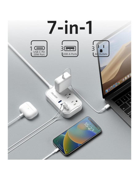 Adaptador de Enchufe de Viaje BESTEK Tipo E/F con 3 USB y PD 20W