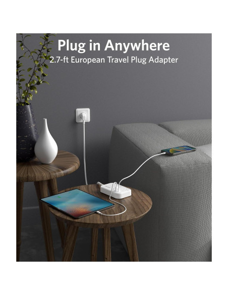 Adaptador de Enchufe de Viaje BESTEK Tipo E/F con 3 USB y PD 20W