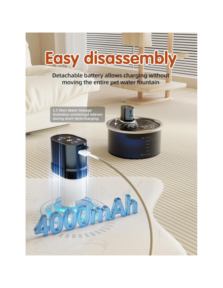 Fuente de Agua Inalámbrica Acero Inoxidable Jzla Pro 3.2L