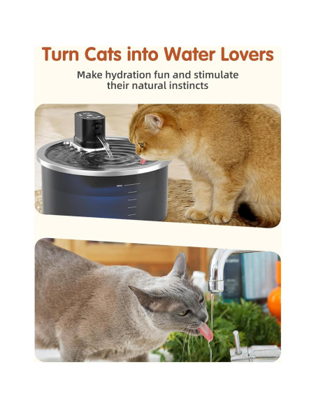 Fuente de Agua Inalámbrica Acero Inoxidable Jzla Pro 3.2L