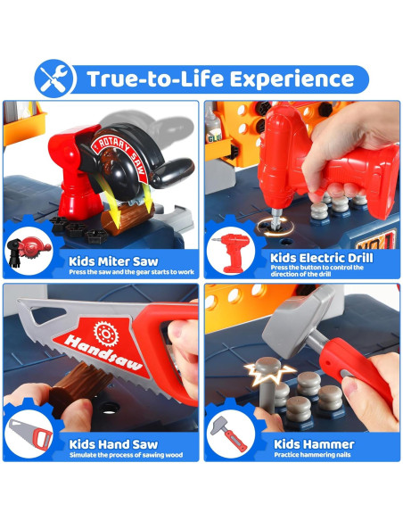 Banco de herramientas para niños Honeystar 65 piezas azul marino